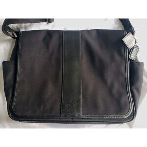Coach Black Leather Canvas Messenger Bag